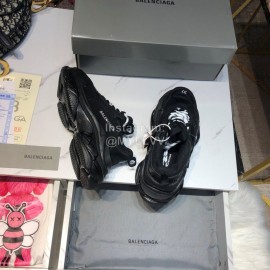 Balenciaga Triples Mesh Calf Leather Air Cushion Sneakers For Men And Women Black