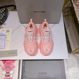 Balenciaga Triples Mesh Calf Leather Air Cushion Pink Sneakers For Women