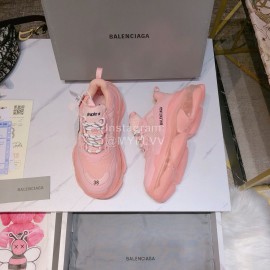 Balenciaga Triples Mesh Calf Leather Air Cushion Pink Sneakers For Women