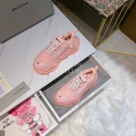 Balenciaga Triples Mesh Calf Leather Air Cushion Pink Sneakers For Women