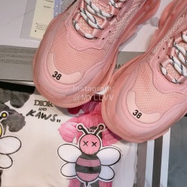 Balenciaga Triples Mesh Calf Leather Air Cushion Pink Sneakers For Women