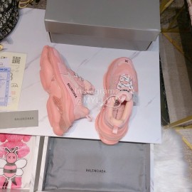 Balenciaga Triples Mesh Calf Leather Air Cushion Pink Sneakers For Women