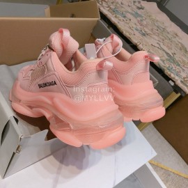 Balenciaga Triples Mesh Calf Leather Air Cushion Pink Sneakers For Women