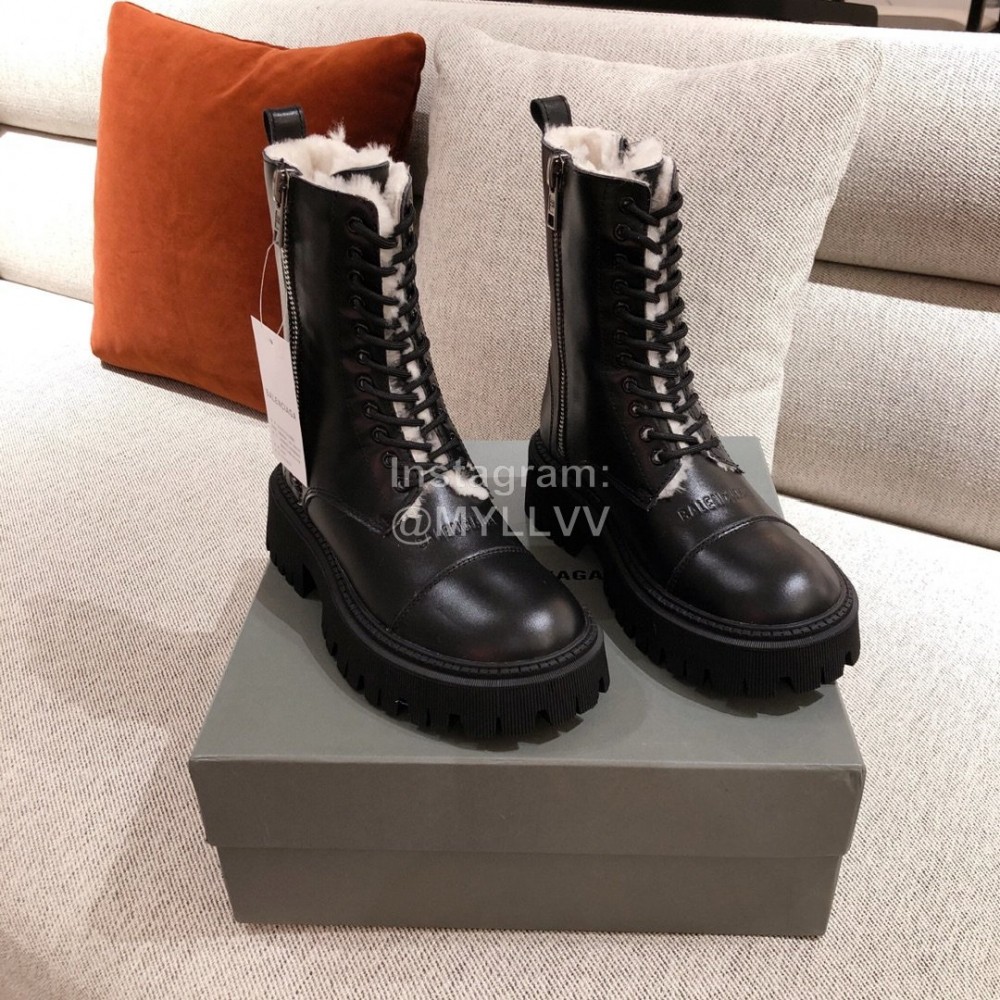 Balenciaga Winter Warm Wool Martin Boots For Women Black
