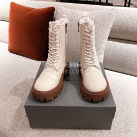 Balenciaga Winter Warm Wool Martin Boots For Women White