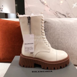 Balenciaga Winter Warm Wool Martin Boots For Women White