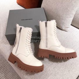 Balenciaga Winter Warm Wool Martin Boots For Women White