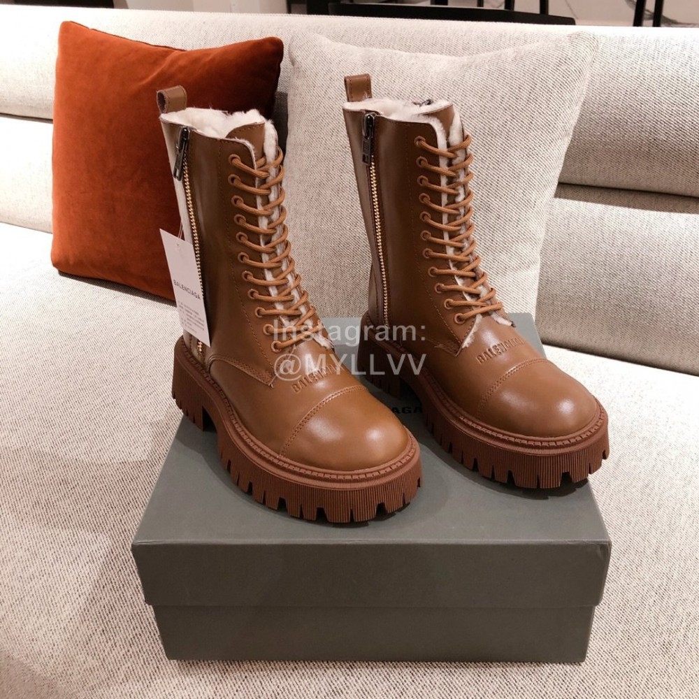 Balenciaga Winter Warm Wool Martin Boots For Women Brown