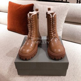 Balenciaga Winter Warm Wool Martin Boots For Women Brown