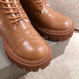 Balenciaga Winter Warm Wool Martin Boots For Women Brown