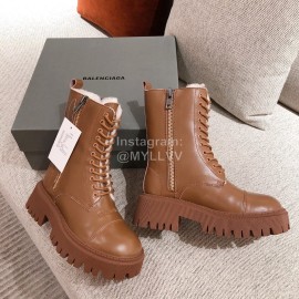 Balenciaga Winter Warm Wool Martin Boots For Women Brown