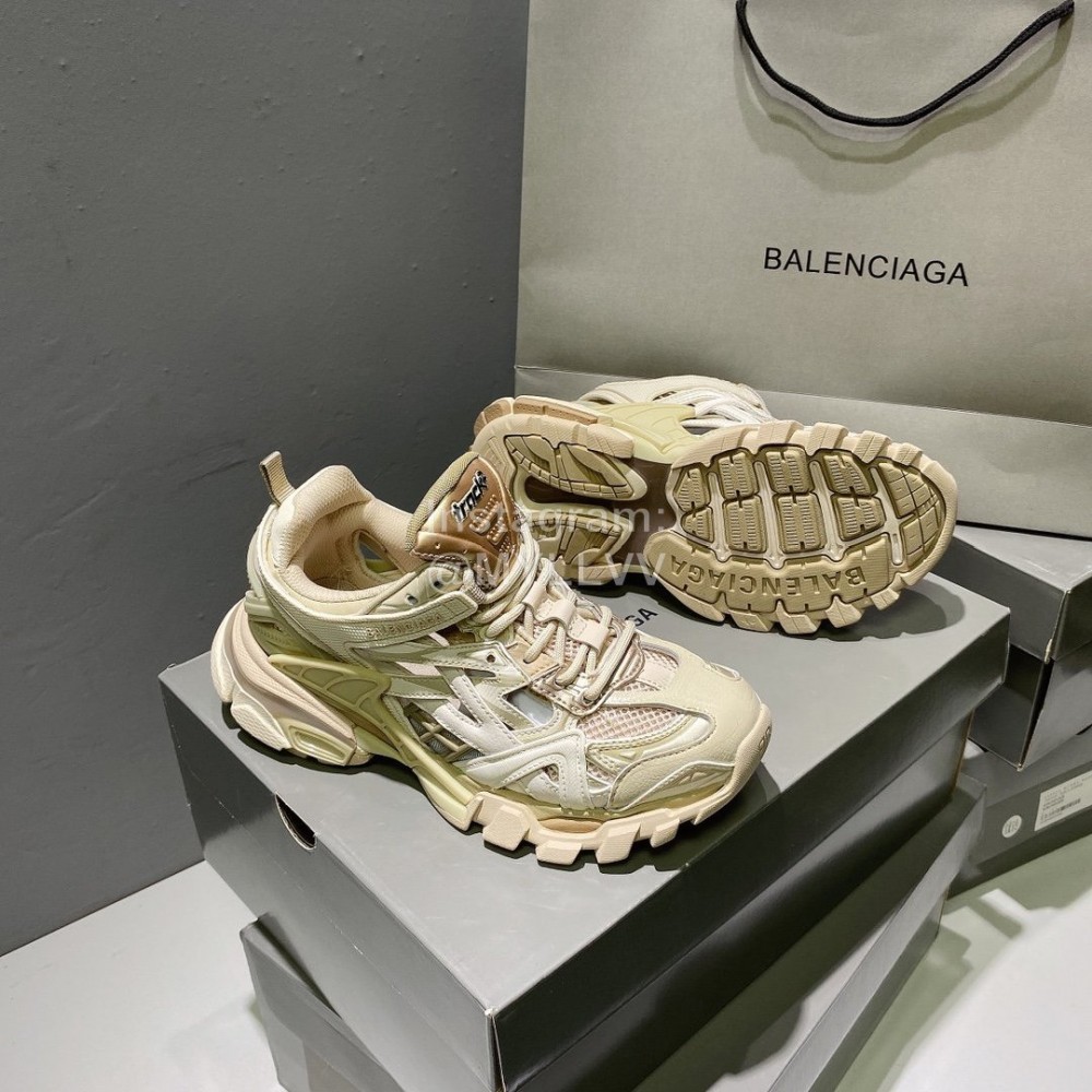 Balenciaga Track.2 Fashion Thick Soles Beige Sneakers For Men And Women