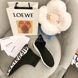 Balenciaga Black Letter Printed Couple Elastic Sock Shoes 