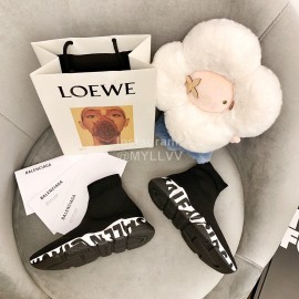 Balenciaga Black Letter Printed Couple Elastic Sock Shoes 