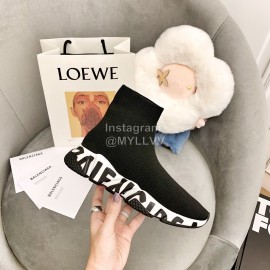 Balenciaga Black Letter Printed Couple Elastic Sock Shoes 