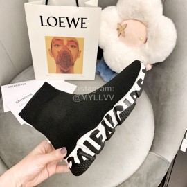 Balenciaga Black Letter Printed Couple Elastic Sock Shoes 