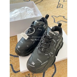 Balenciaga Cowhide Mesh Thick Soled Sneakers For Men And Women Black