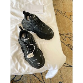 Balenciaga Cowhide Mesh Thick Soled Sneakers For Men And Women Black