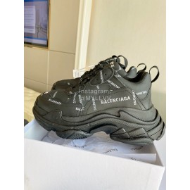 Balenciaga Cowhide Mesh Thick Soled Sneakers For Men And Women Black