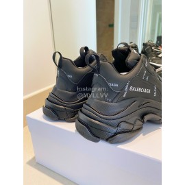 Balenciaga Cowhide Mesh Thick Soled Sneakers For Men And Women Black