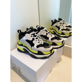 Balenciaga Cowhide Mesh Thick Soled Sneakers For Men And Women Beige