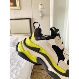 Balenciaga Cowhide Mesh Thick Soled Sneakers For Men And Women Beige