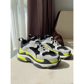 Balenciaga Cowhide Mesh Thick Soled Sneakers For Men And Women Beige