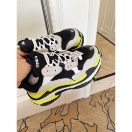 Balenciaga Cowhide Mesh Thick Soled Sneakers For Men And Women Beige