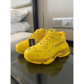 Balenciaga Fashion Cowhide Mesh Thick Soled Sneakers For Men And Women Yellow