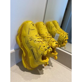 Balenciaga Fashion Cowhide Mesh Thick Soled Sneakers For Men And Women Yellow