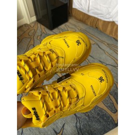 Balenciaga Fashion Cowhide Mesh Thick Soled Sneakers For Men And Women Yellow