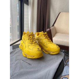 Balenciaga Fashion Cowhide Mesh Thick Soled Sneakers For Men And Women Yellow