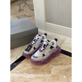 Balenciaga Fashion Cowhide Mesh Thick Soled Sneakers For Men And Women Purple