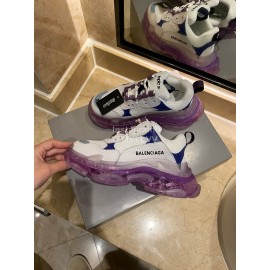 Balenciaga Fashion Cowhide Mesh Thick Soled Sneakers For Men And Women Purple