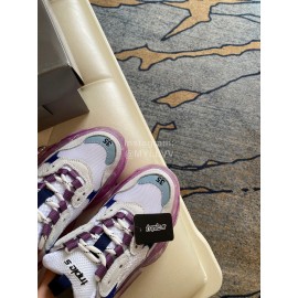 Balenciaga Fashion Cowhide Mesh Thick Soled Sneakers For Men And Women Purple