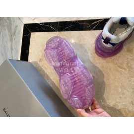 Balenciaga Fashion Cowhide Mesh Thick Soled Sneakers For Men And Women Purple