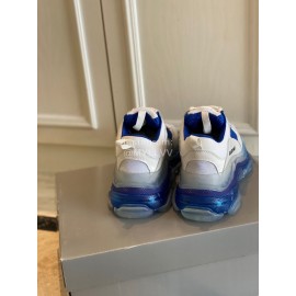 Balenciaga Fashion Cowhide Mesh Thick Soled Sneakers For Men And Women Blue