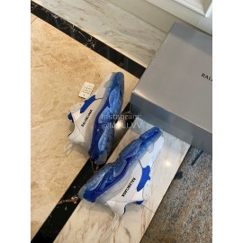 Balenciaga Fashion Cowhide Mesh Thick Soled Sneakers For Men And Women Blue