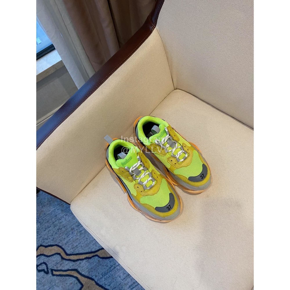 Balenciaga Fashion Cowhide Mesh Thick Soled Sneakers For Men And Women Green