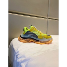 Balenciaga Fashion Cowhide Mesh Thick Soled Sneakers For Men And Women Green