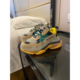 Balenciaga Fashion Cowhide Mesh Thick Soled Sneakers For Men And Women Brown