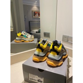 Balenciaga Fashion Cowhide Mesh Thick Soled Sneakers For Men And Women Brown