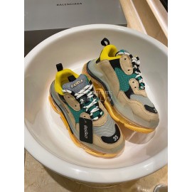 Balenciaga Fashion Cowhide Mesh Thick Soled Sneakers For Men And Women Brown