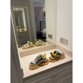 Balenciaga Fashion Cowhide Mesh Thick Soled Sneakers For Men And Women Brown