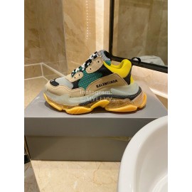 Balenciaga Fashion Cowhide Mesh Thick Soled Sneakers For Men And Women Brown