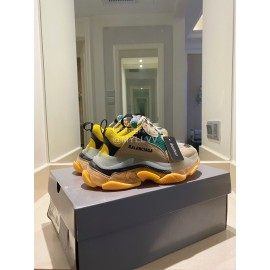 Balenciaga Fashion Cowhide Mesh Thick Soled Sneakers For Men And Women Brown