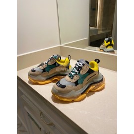 Balenciaga Fashion Cowhide Mesh Thick Soled Sneakers For Men And Women Brown