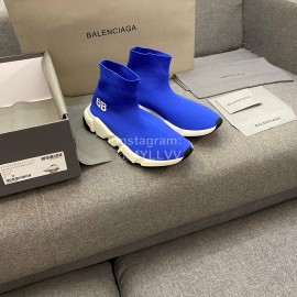 Balenciaga Blue Double Layer Gold Silk High Elastic Knitted Cotton Boots For Women