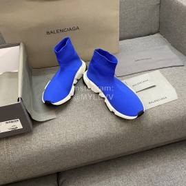 Balenciaga Blue Double Layer Gold Silk High Elastic Knitted Cotton Boots For Women