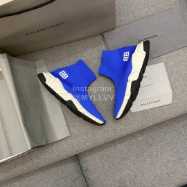 Balenciaga Blue Double Layer Gold Silk High Elastic Knitted Cotton Boots For Women